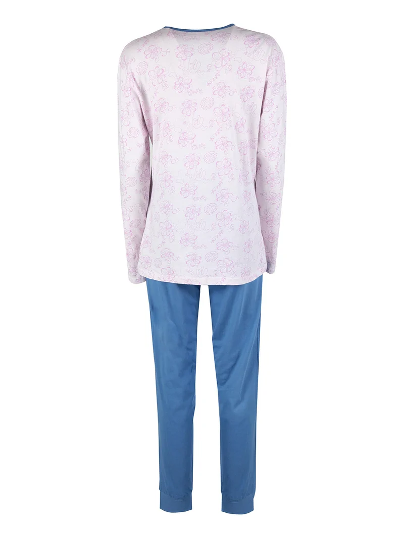 Pigiama lungo da donna in cotone - lilla