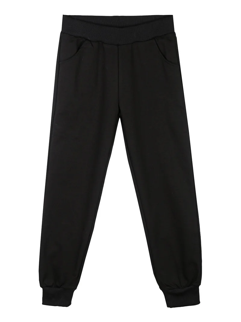 Completo 3 pezzi da ragazza con cappuccio e zip - nero