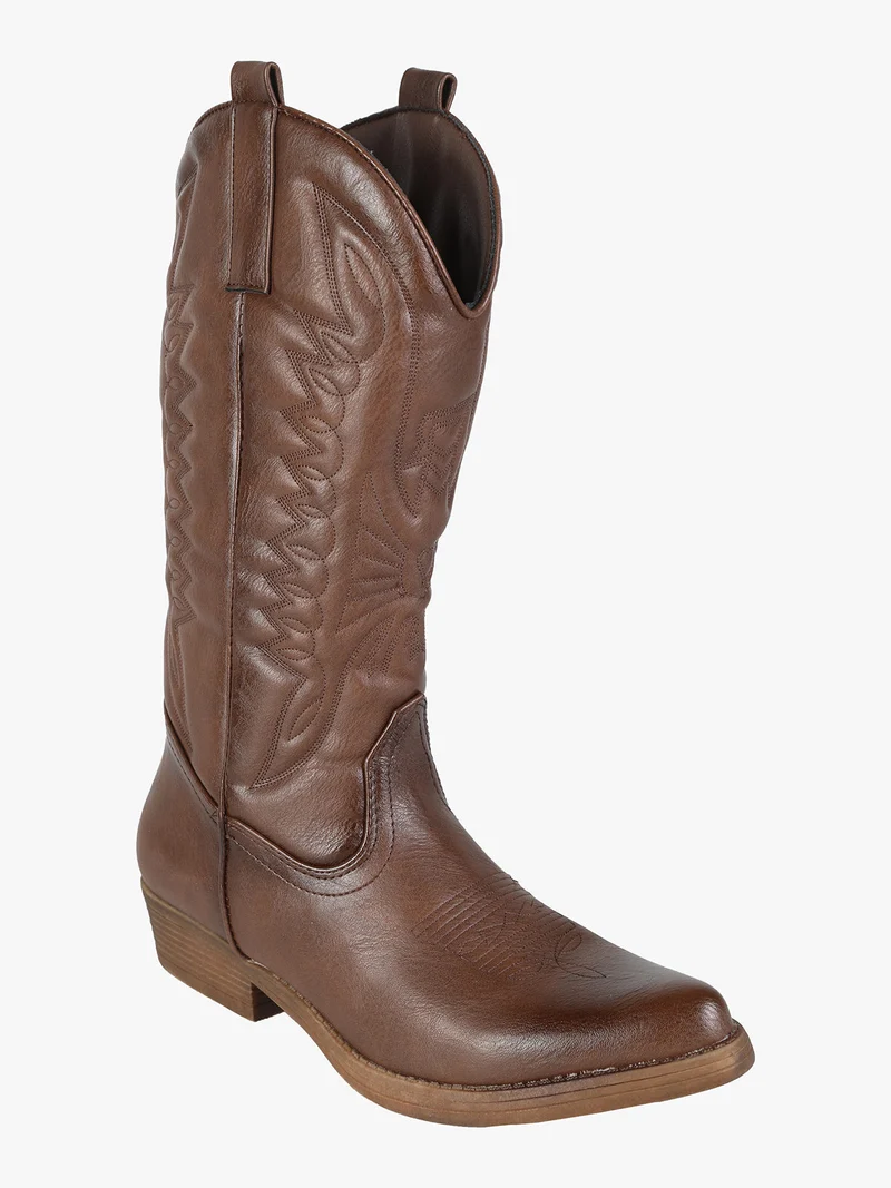 Stivali donna texani con ricami - marrone