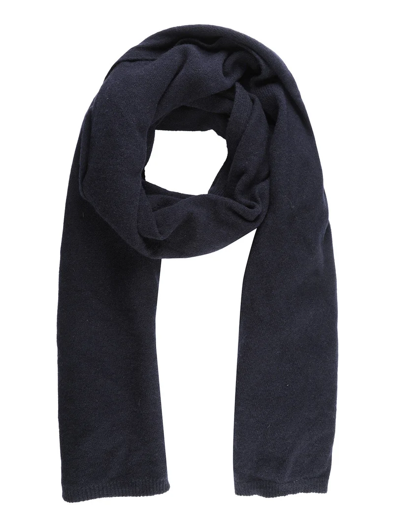 Sciarpa tinta unita in misto cashmere e lana - blu scuro