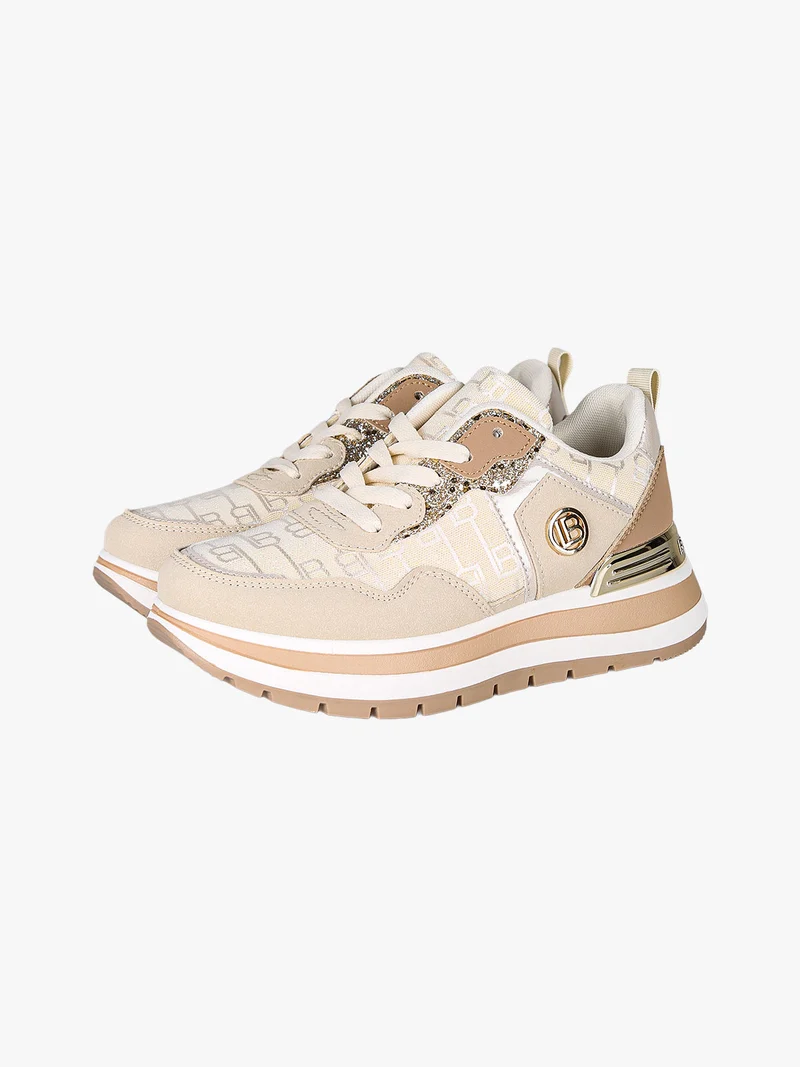 Sneakers da donna con paltform e glitter - beige