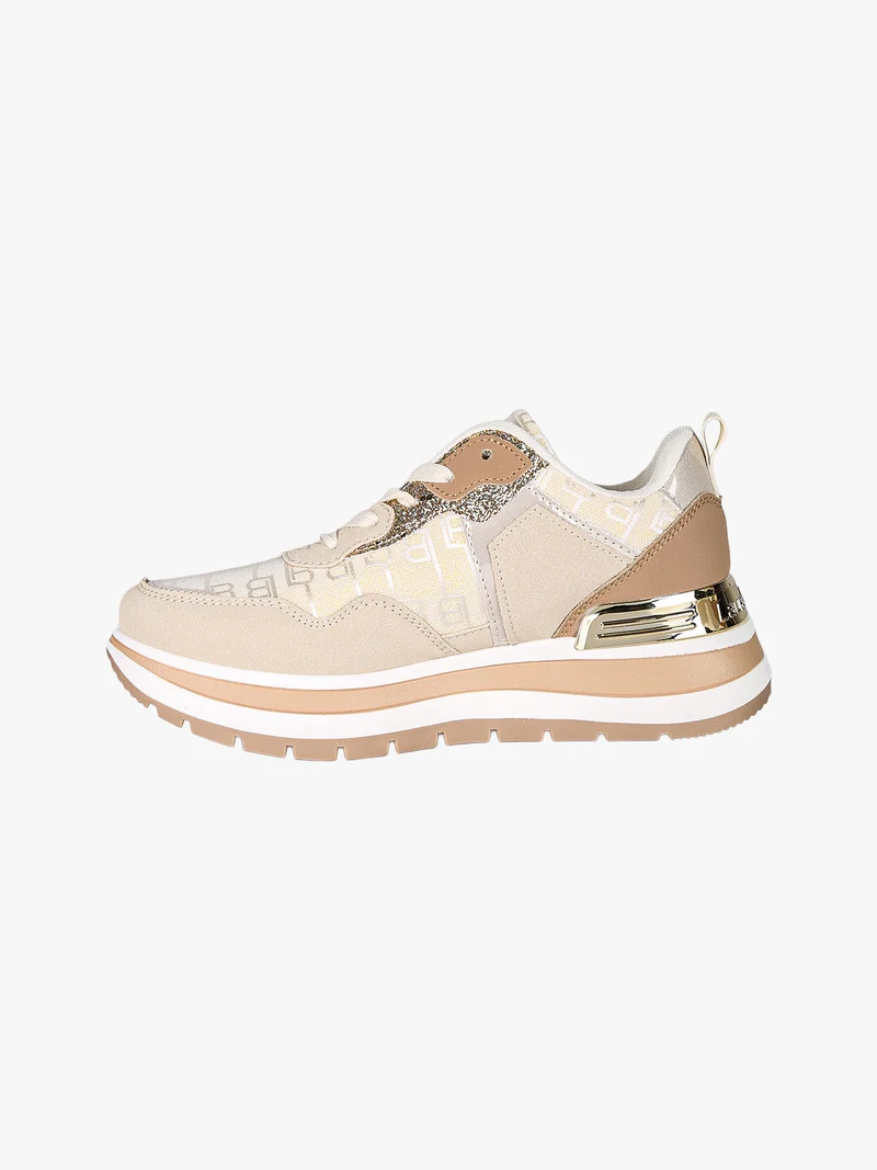 Sneakers da donna con paltform e glitter - beige