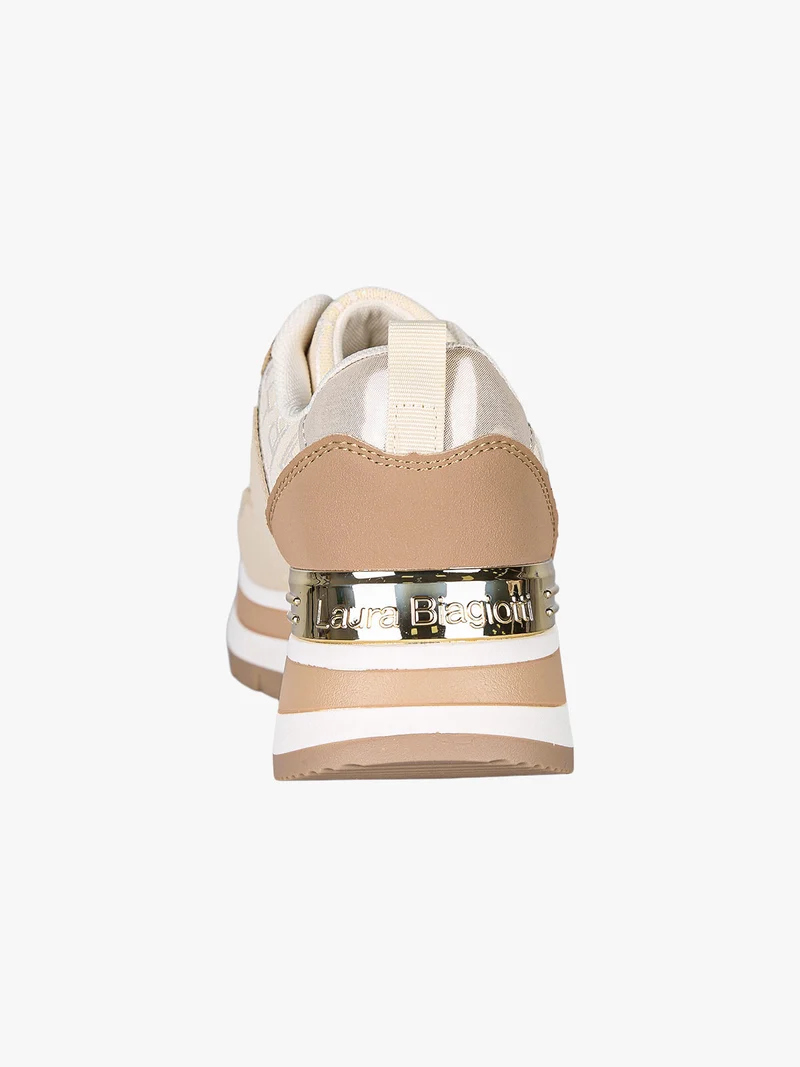 Sneakers da donna con paltform e glitter - beige