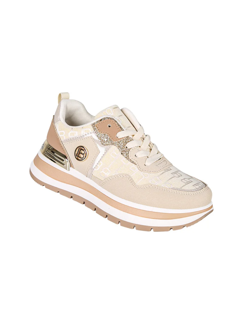 Sneakers da donna con paltform e glitter - beige