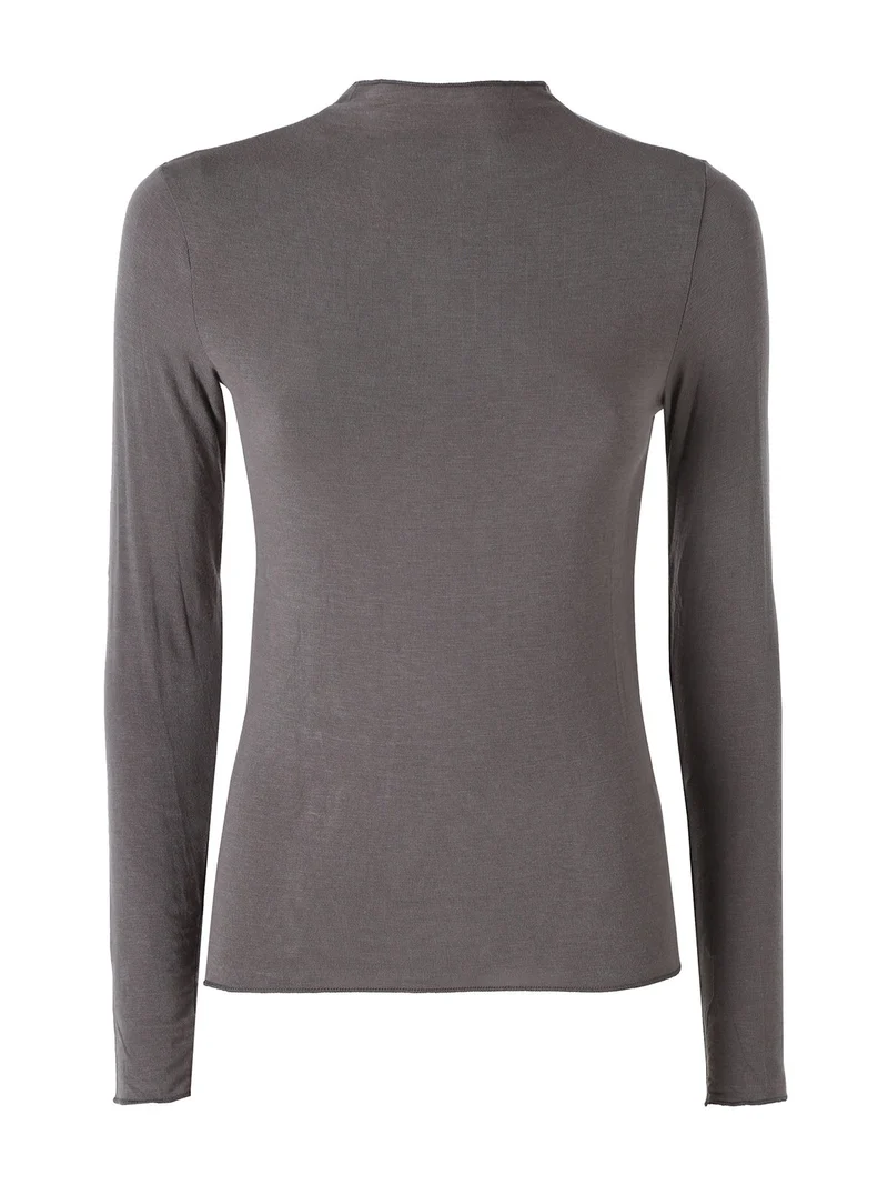 Maglia donna accollata a maniche lunghe - grigio scuro