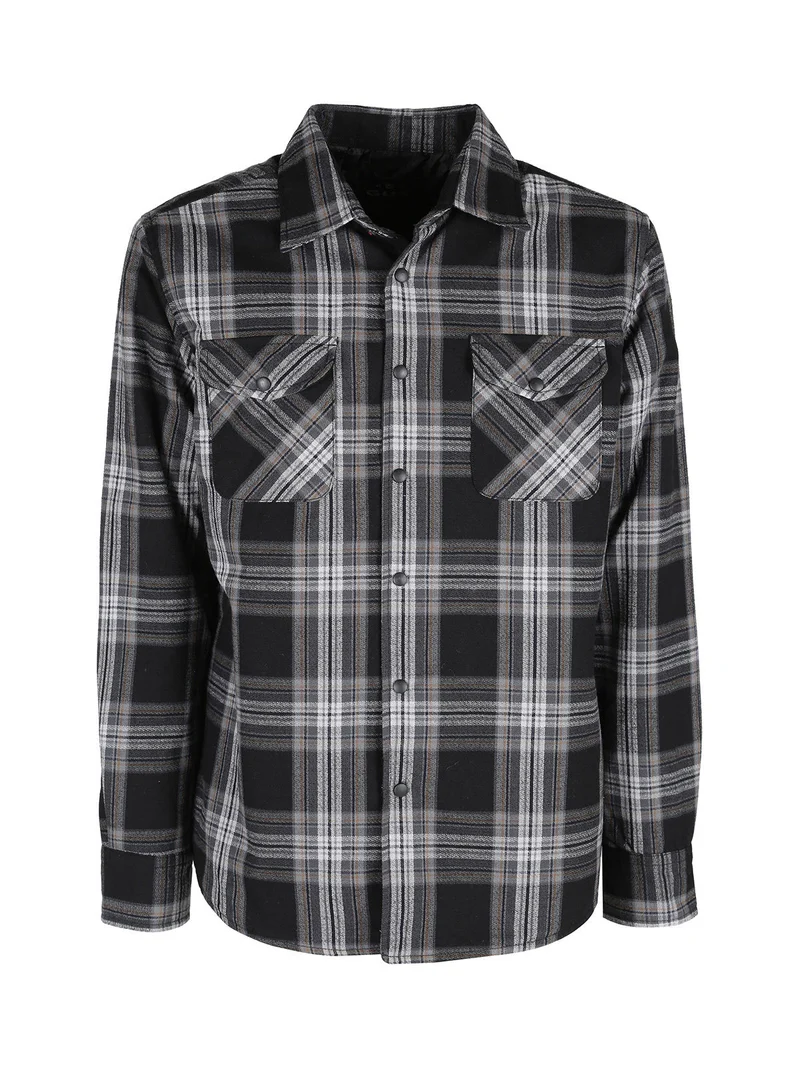 Giacca camicia da uomo a quadri - nero