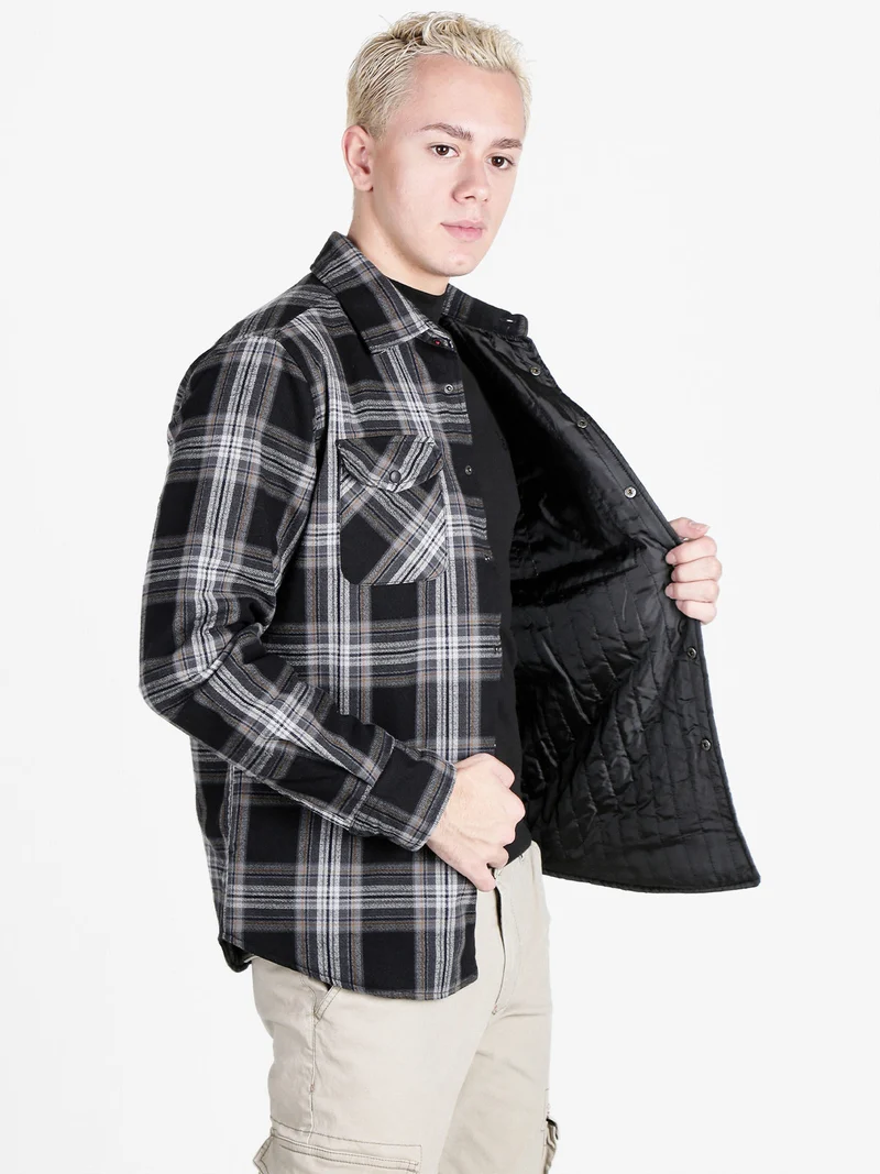 Giacca camicia da uomo a quadri - nero