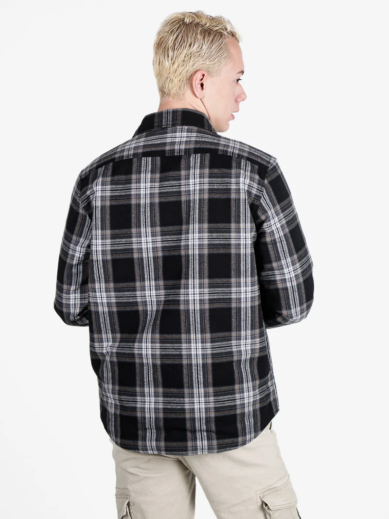 Giacca camicia da uomo a quadri - nero