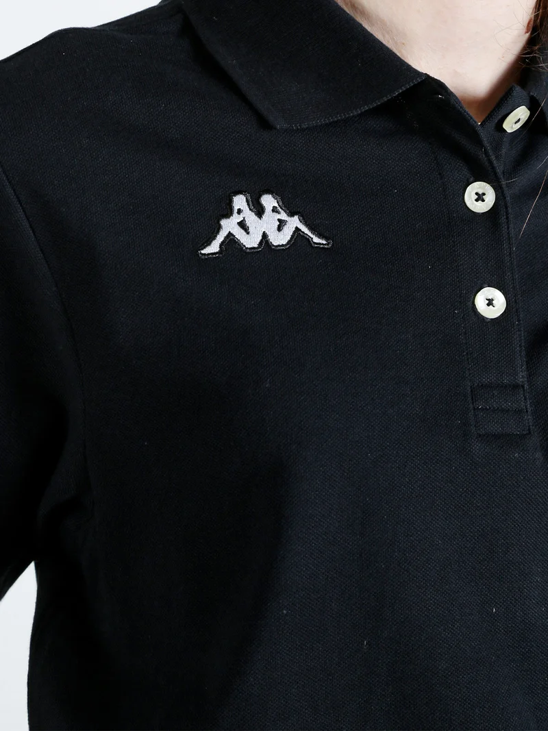 Polo donna in cotone a maniche corte con logo - nero