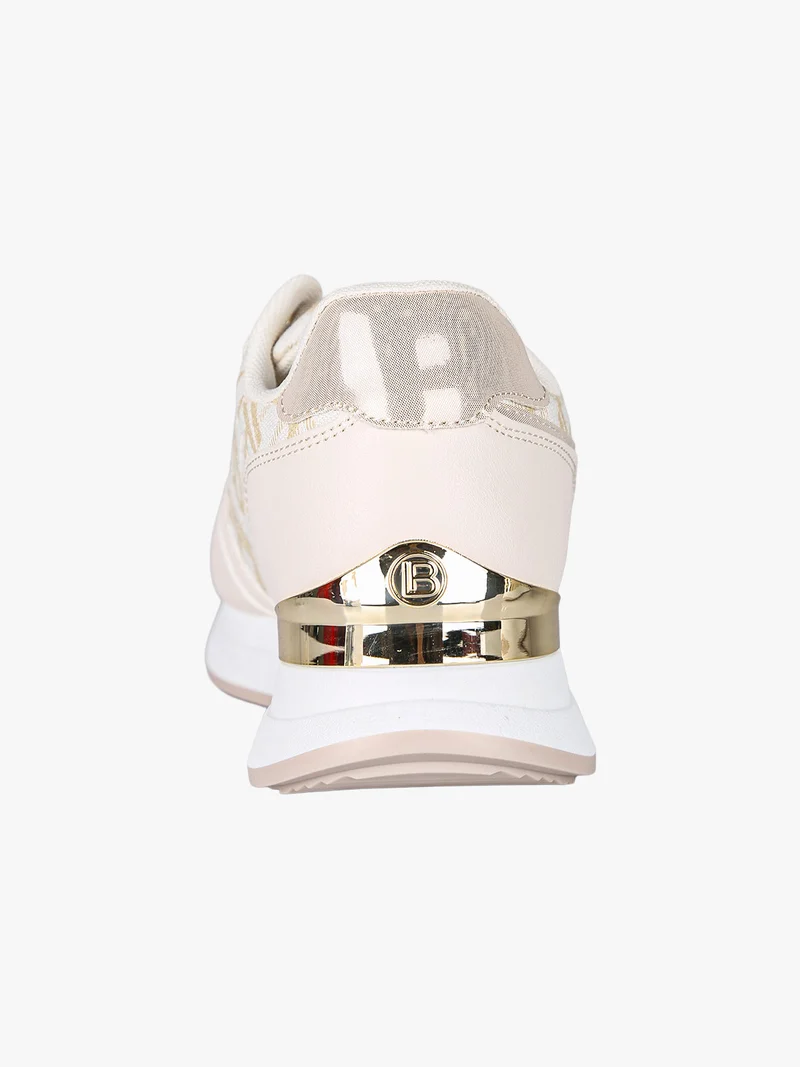 Sneakers donna stringate con platform - beige