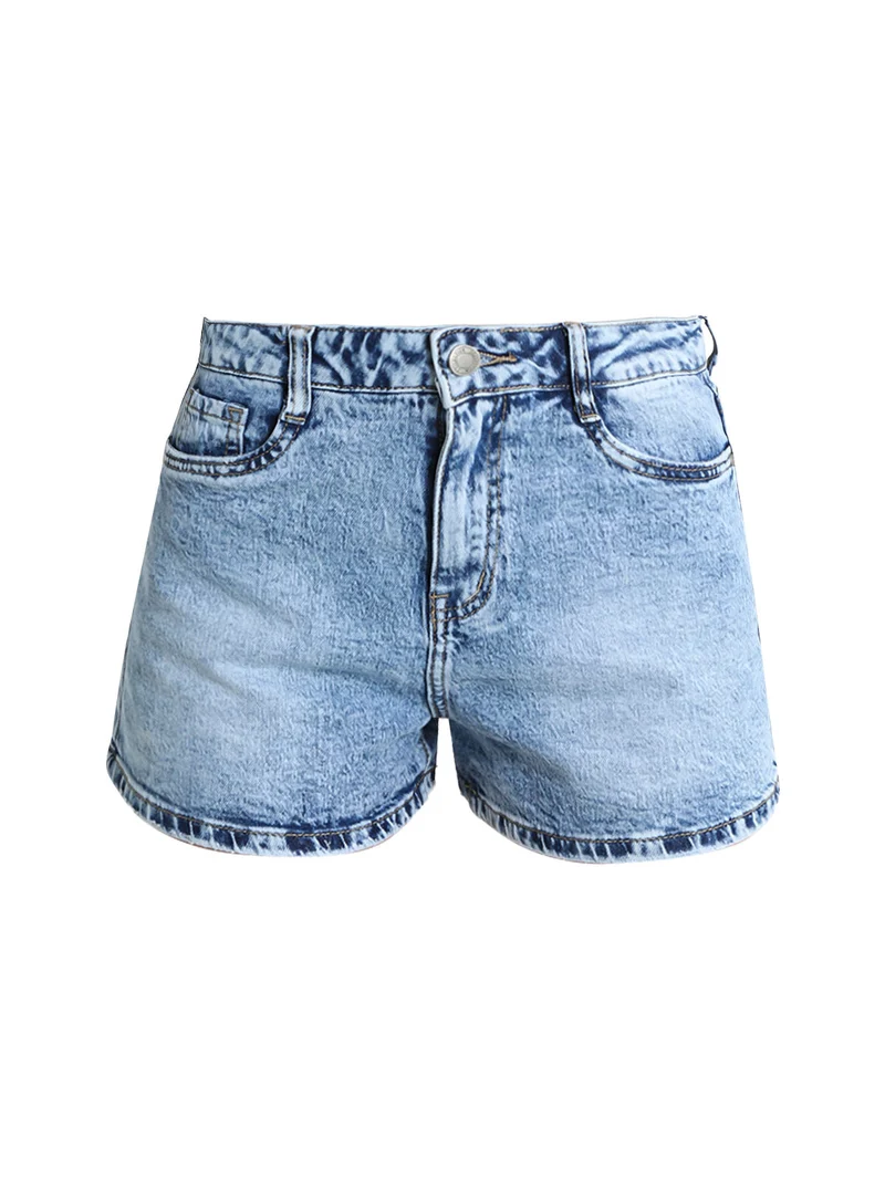 Shorts donna in jeans a vita alta - jeans