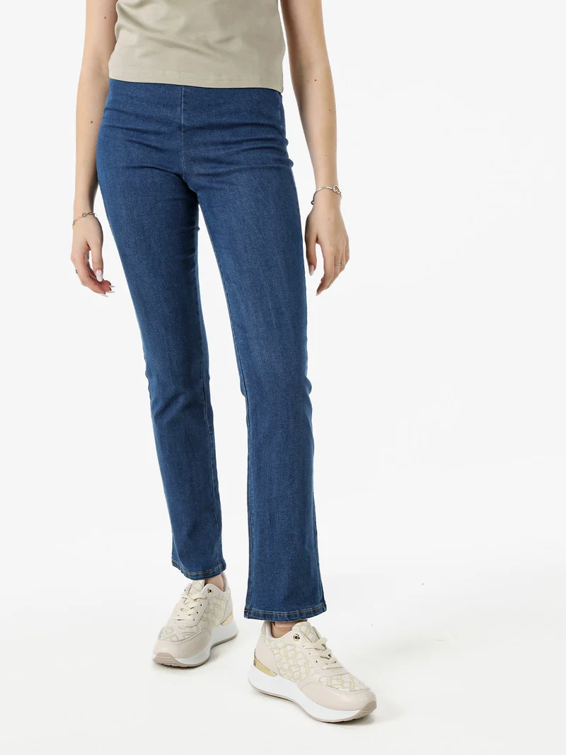 Jeggings donna elasticizzato a zampa - blu