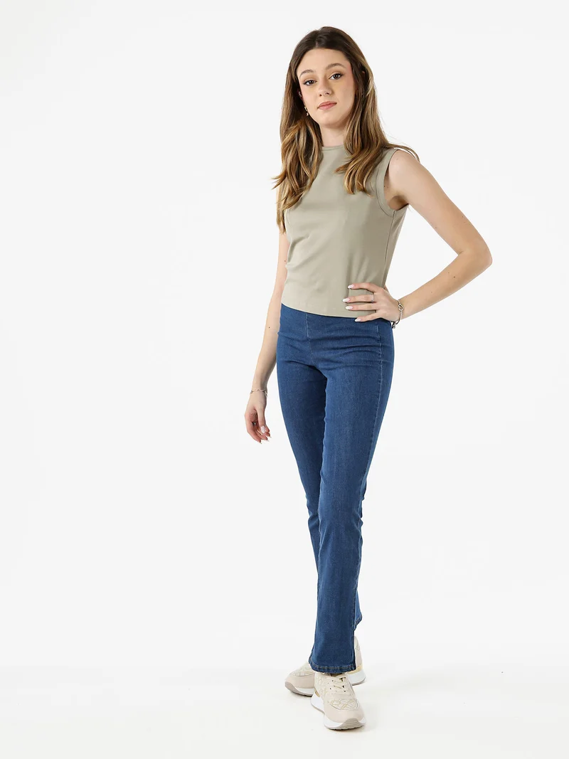 Jeggings donna elasticizzato a zampa - blu