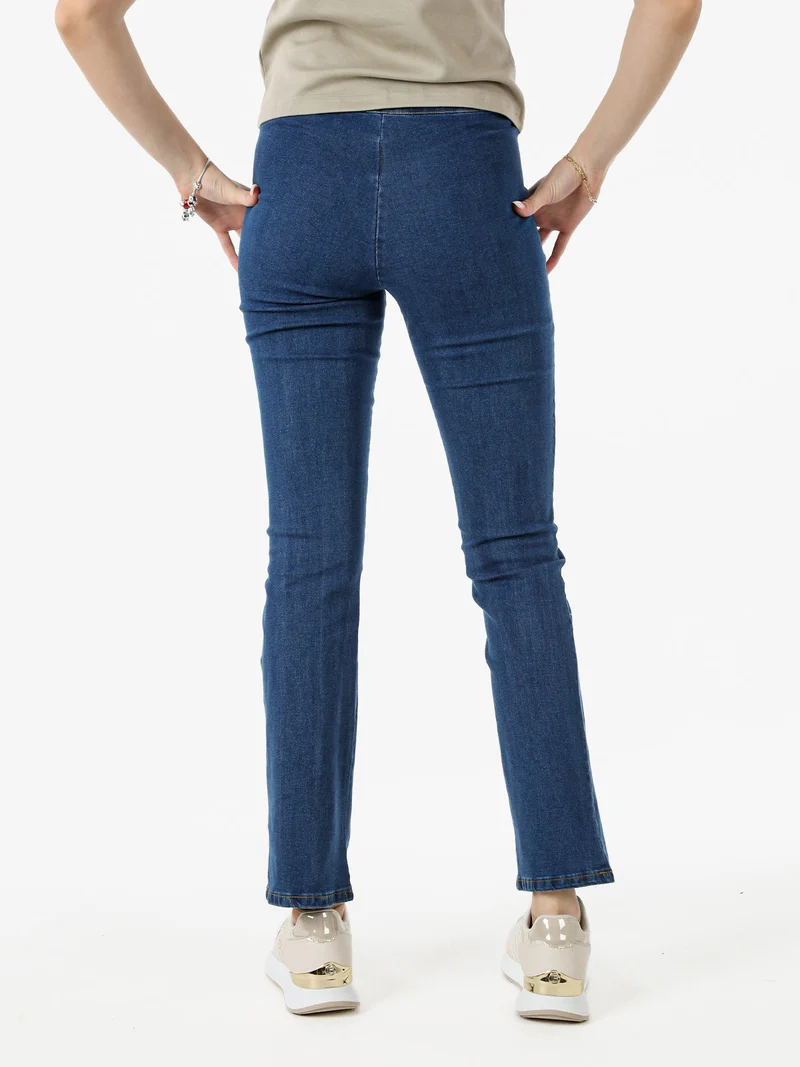 Jeggings donna elasticizzato a zampa - blu