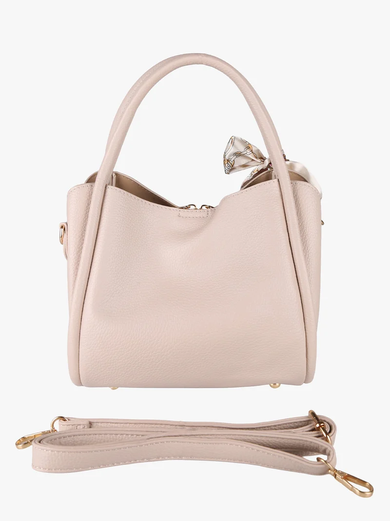 Borsa a mano mini tote con foulard - khaki