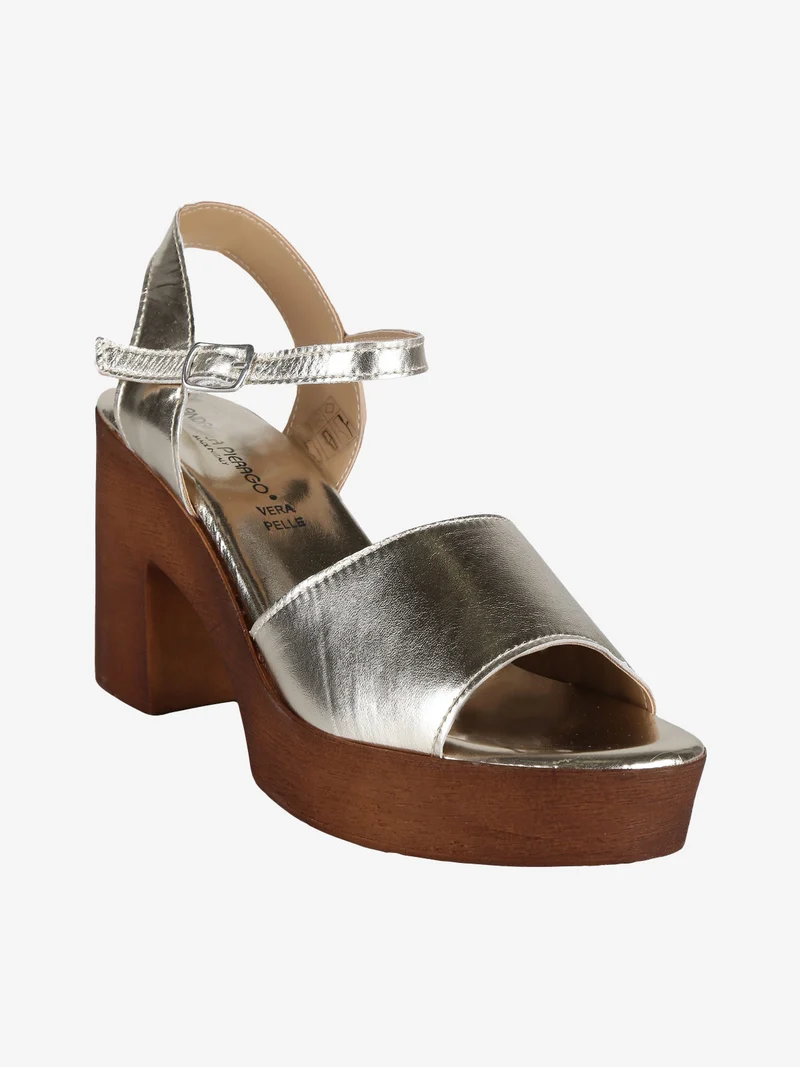 Sandali in pelle donna con tacco - oro
