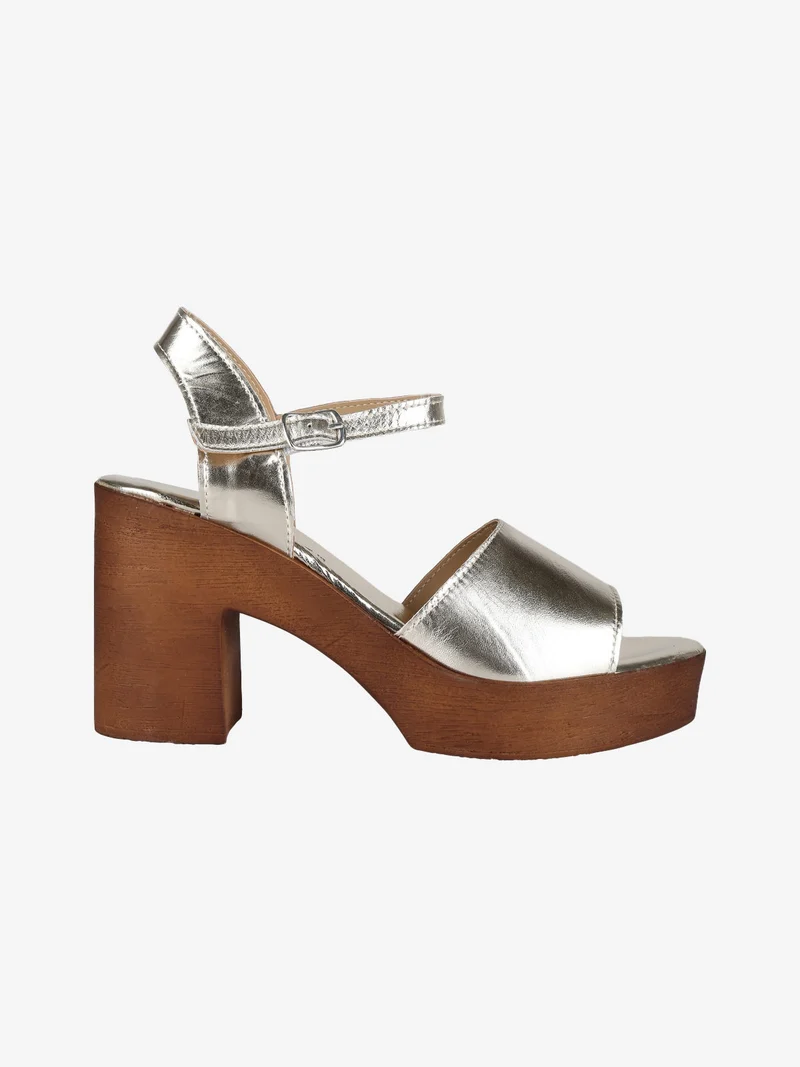 Sandali in pelle donna con tacco - oro