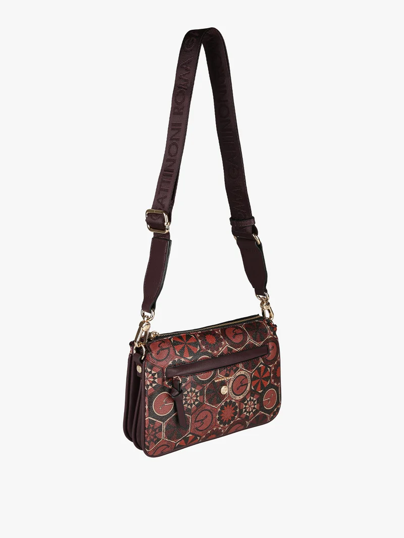Tracolla donna multitasche con stampe - bordeaux