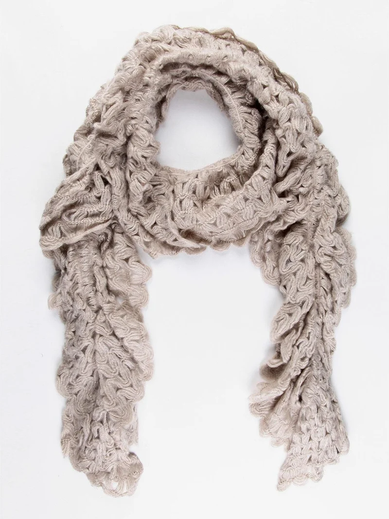 Sciarpa traforata misto lana - beige