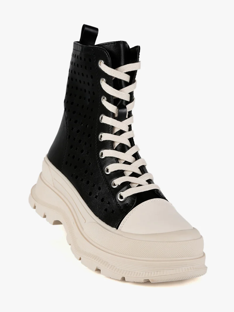 Sneakers alte donna con platform - nero