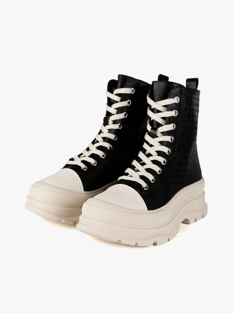 Sneakers alte donna con platform - nero