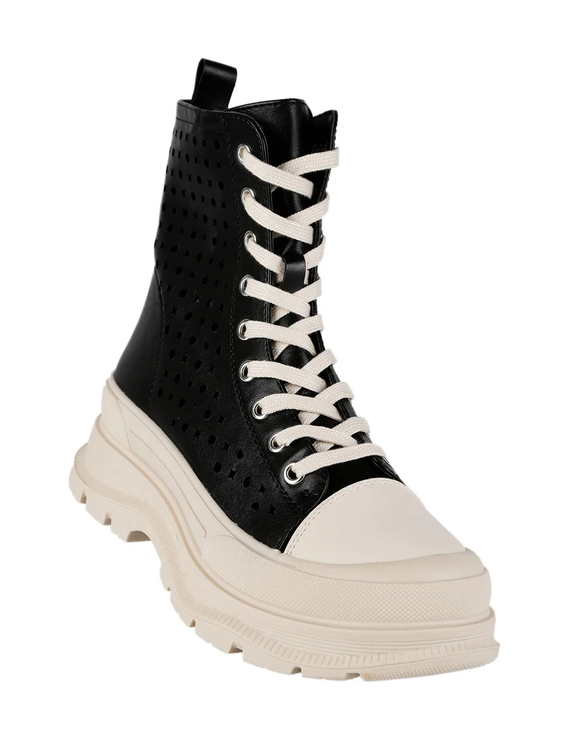 Sneakers alte donna con platform - nero
