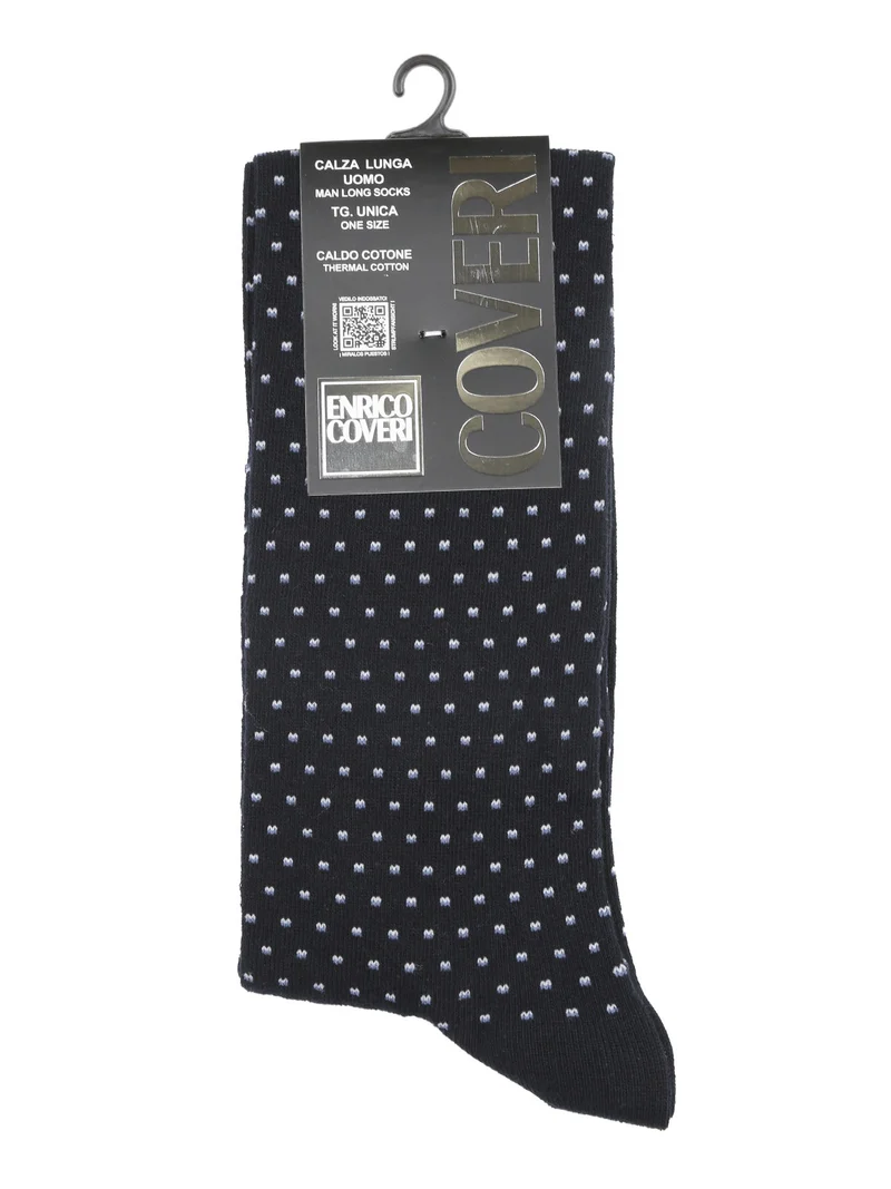 Calze lunghe da uomo in caldo cotone - blu scuro