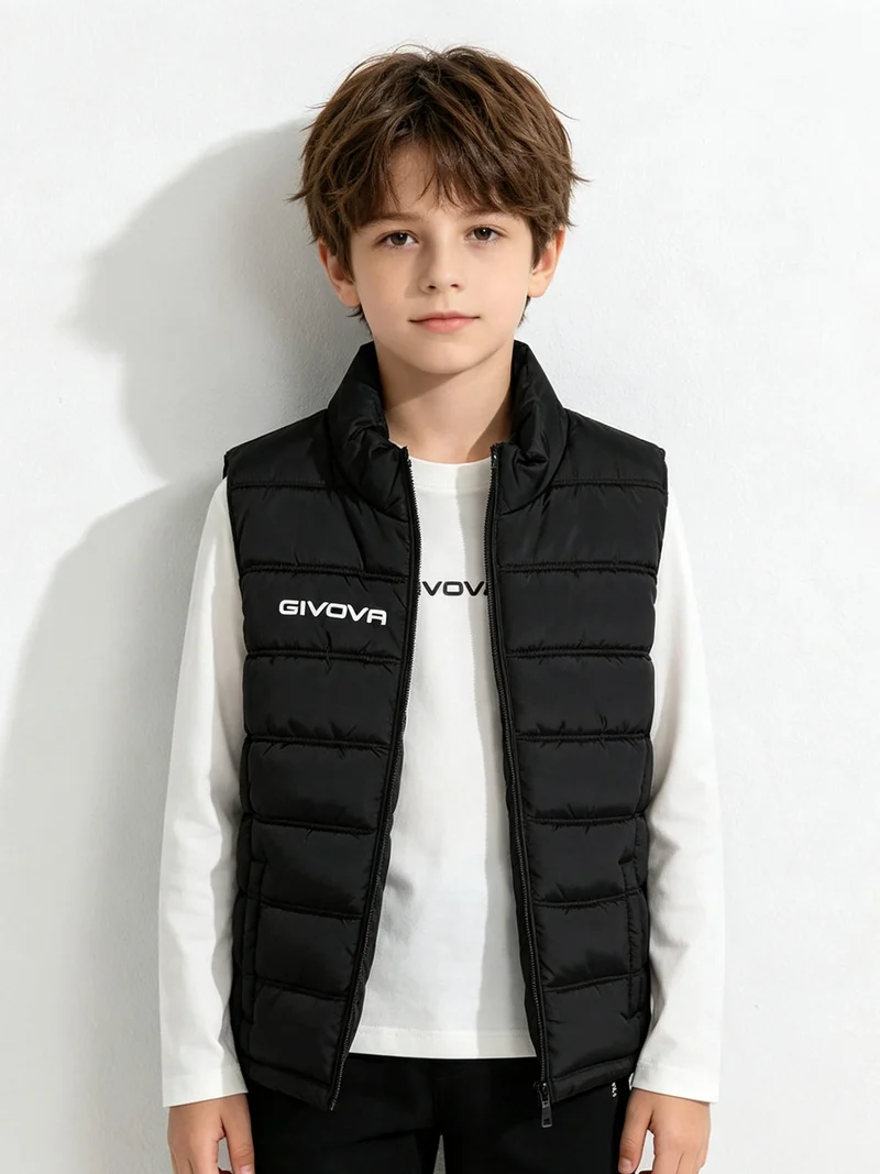 Gilet imbottito da bambino con zip - nero