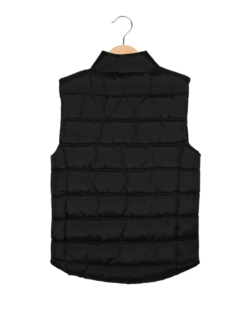 Gilet imbottito da bambino con zip - nero