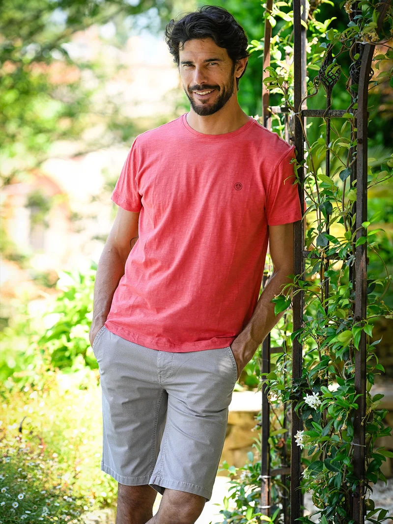 T-shirt da uomo in cotone con logo - corallo