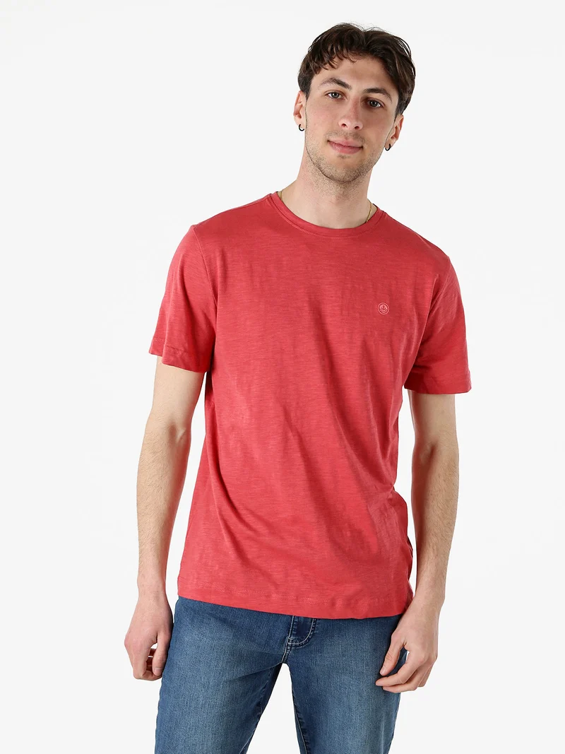T-shirt da uomo in cotone con logo - corallo