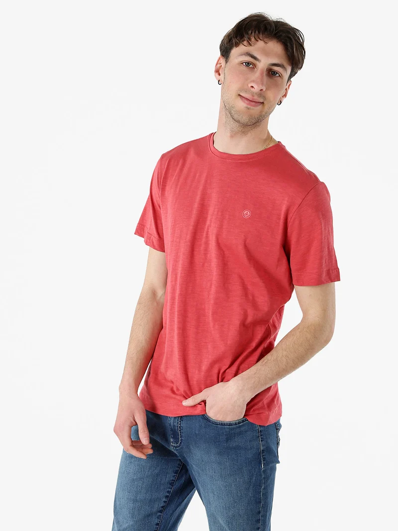 T-shirt da uomo in cotone con logo - corallo