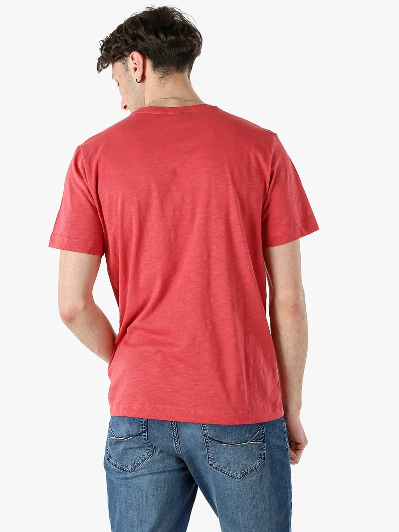 T-shirt da uomo in cotone con logo - corallo