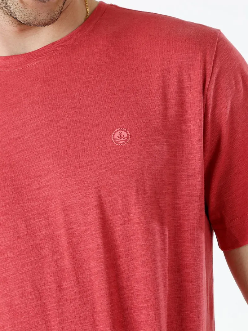 T-shirt da uomo in cotone con logo - corallo