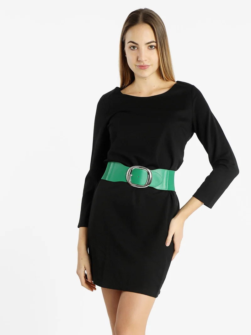 Vestito da donna a maniche lunghe in tinta unita - nero