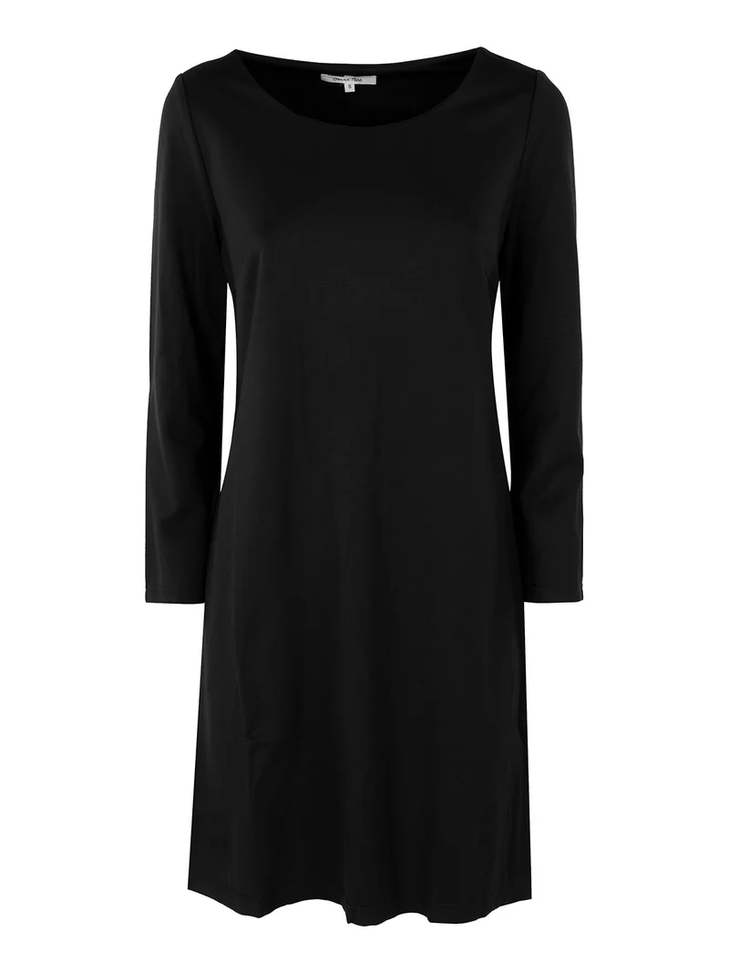 Vestito da donna a maniche lunghe in tinta unita - nero