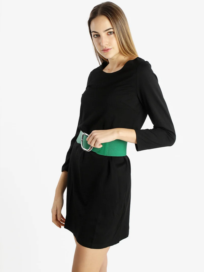 Vestito da donna a maniche lunghe in tinta unita - nero
