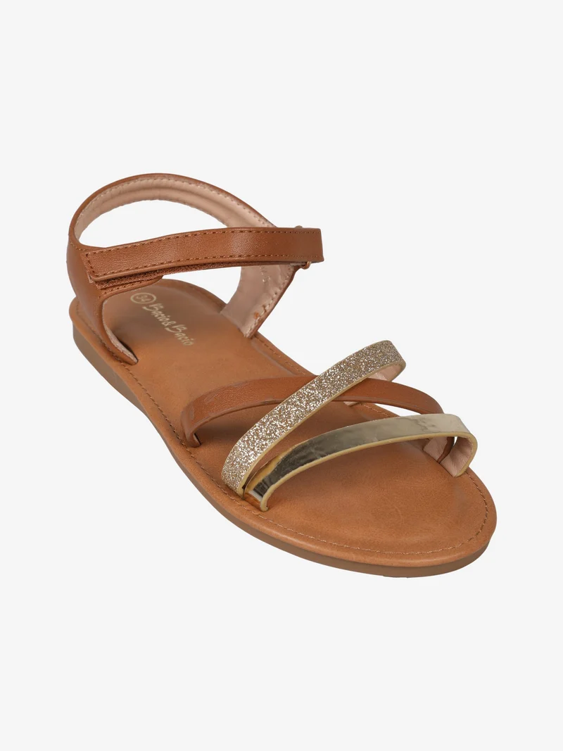 Sandali da ragazza glitter con cinturino a strappo - oro