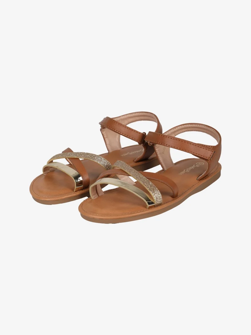 Sandali da ragazza glitter con cinturino a strappo - oro