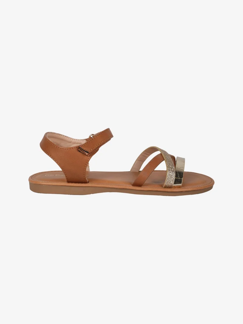 Sandali da ragazza glitter con cinturino a strappo - oro