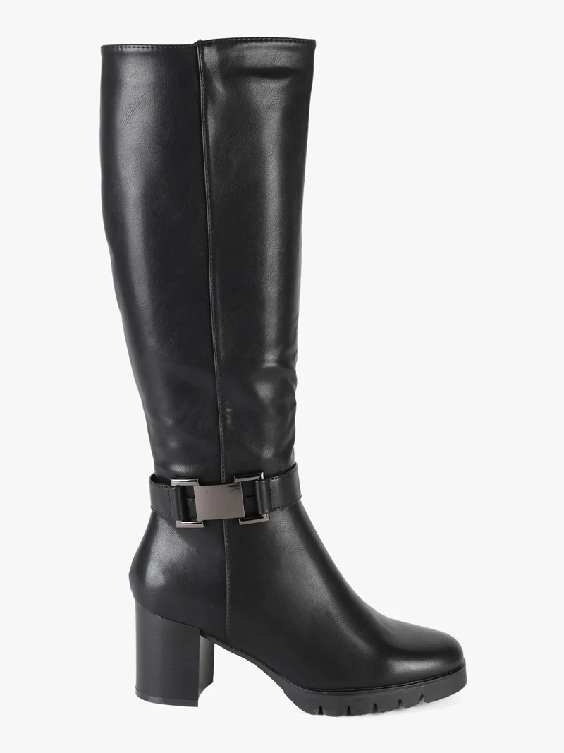 Stivali donna con tacco largo e plateau - nero