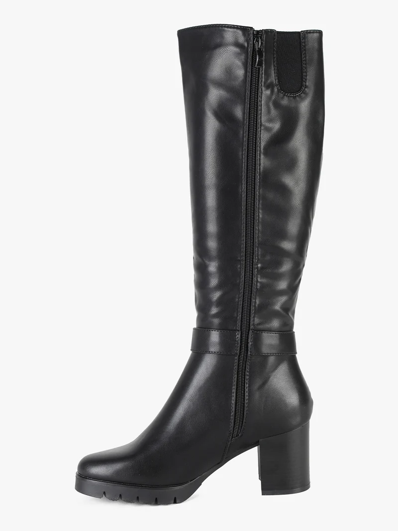 Stivali donna con tacco largo e plateau - nero