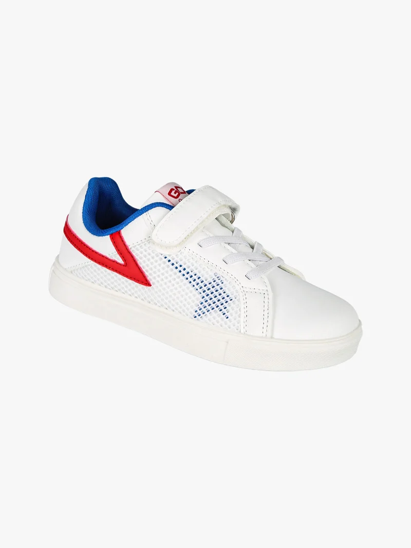 Sneakers da ragazzo basse con cinturino a strappo - bianco