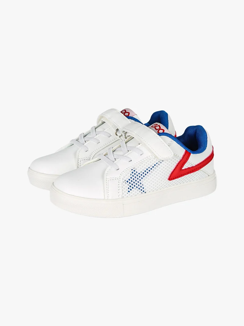 Sneakers da ragazzo basse con cinturino a strappo - bianco