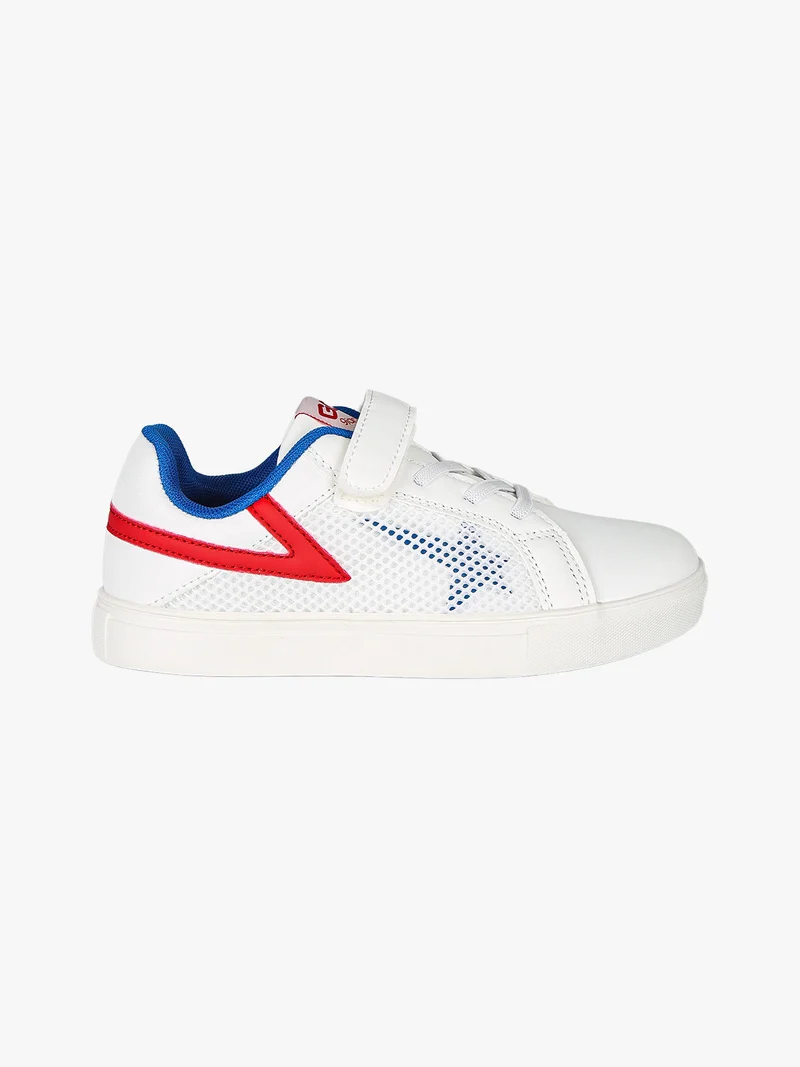 Sneakers da ragazzo basse con cinturino a strappo - bianco