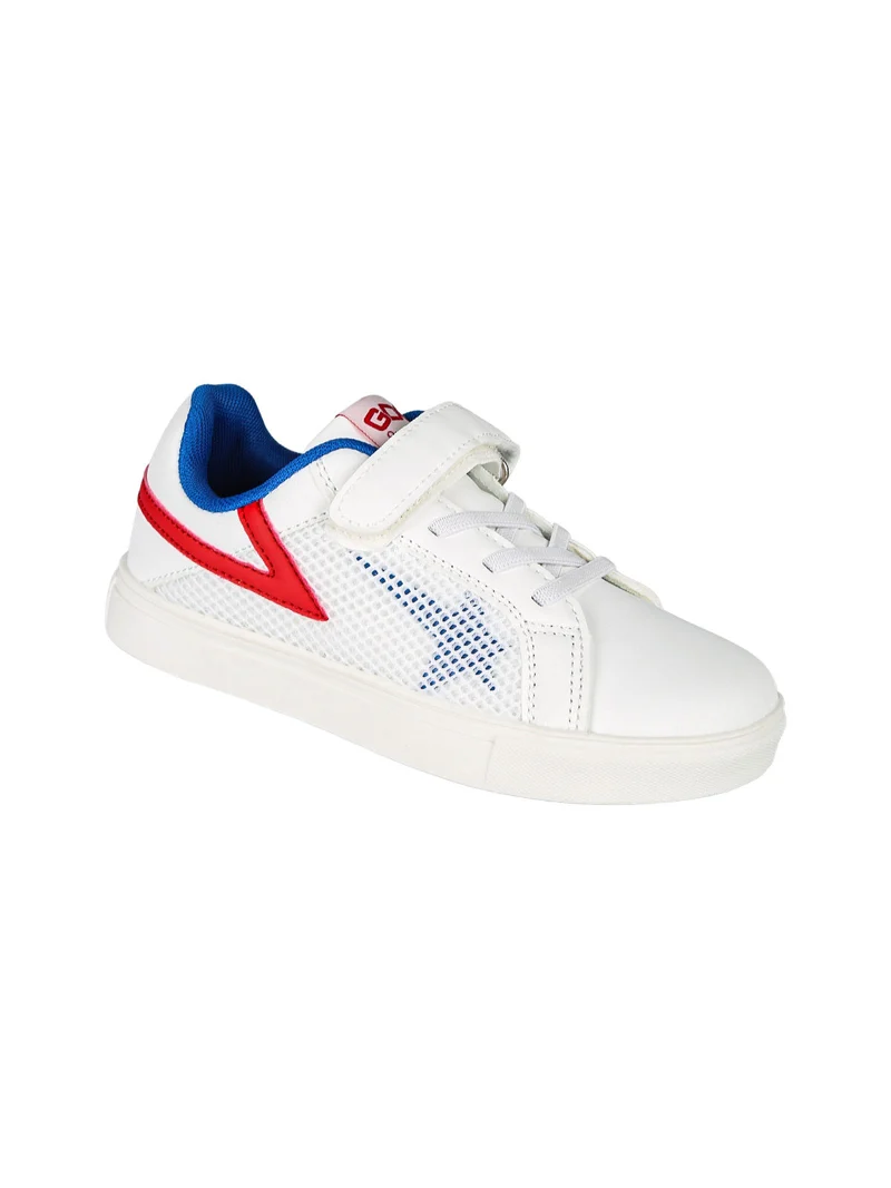 Sneakers da ragazzo basse con cinturino a strappo - bianco