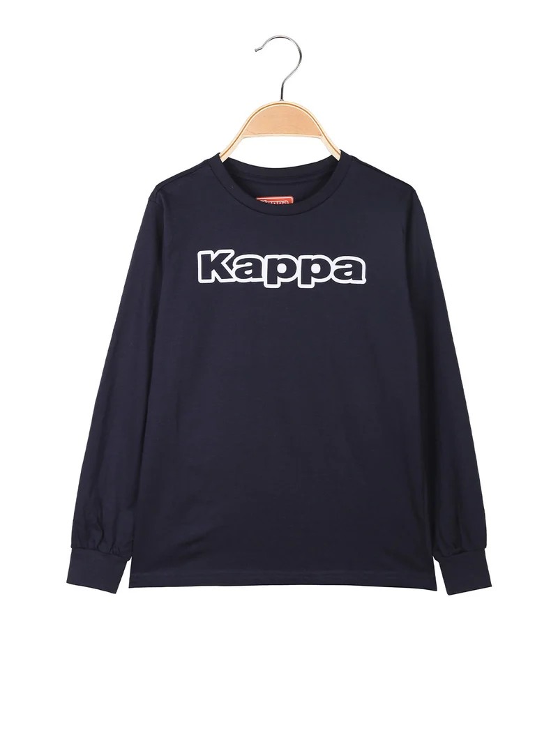 T--shirt girocollo a maniche lunghe da ragazzo con logo - blu scuro