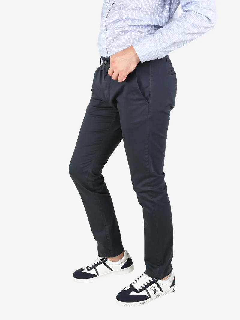 Pantaloni casual da uomo in cotone - blu scuro