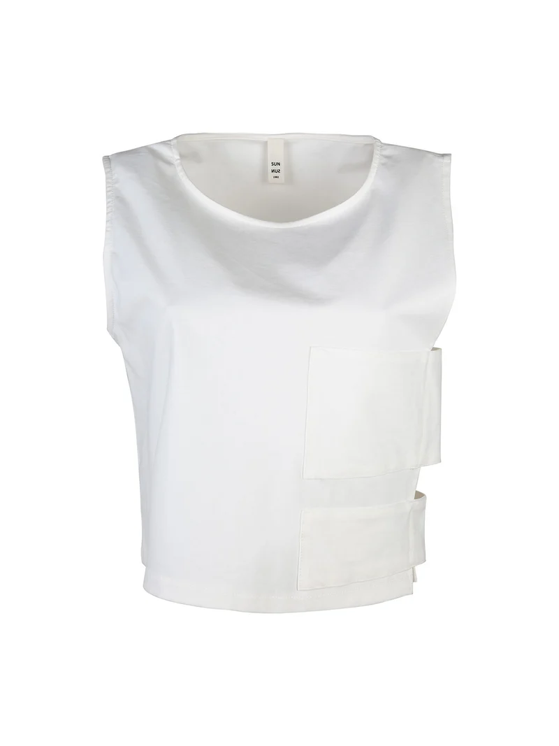 Top donna oversize in misto cotone - bianco