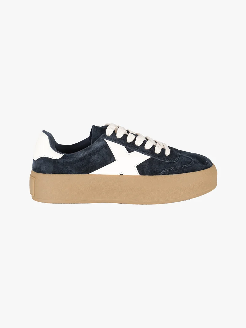 Sneakers donna effetto nubuck con platform - blu scuro